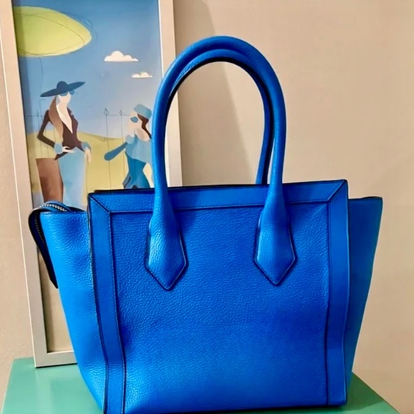 HENRI BENDEL Blue Leather Rivington Convertible Shoulder Bag, Clutch, Crossbody - Picture 7 of 11